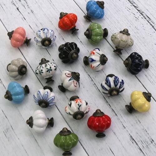 1PC Colorful ceramic Dresser Knobs Drawer Pulls Cabinet Door Knob Handle Antique Rustic Kitchen Hardware Pull