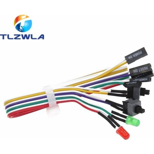 10pcs Computer power line Main engine power switch Line length 50 cm With LDE lamp Reset switch Cable connection PC Switches