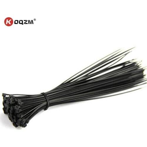 100pcs/pack Zip Fasten Wire Wrap Strap Cable Winder Black 100mm Nylon Plastic Cable Ties