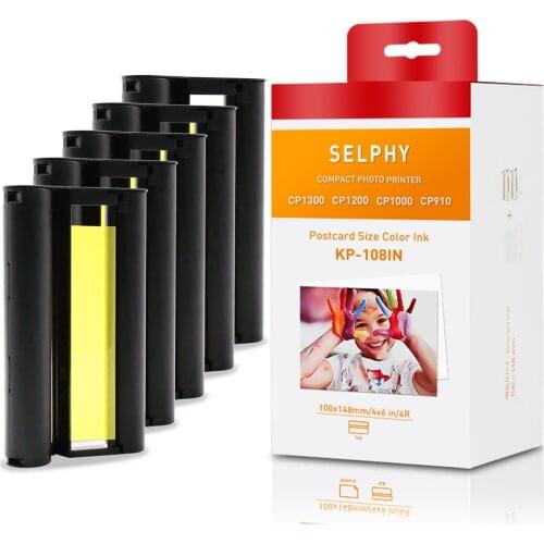 5PK Ink for Canon Selphy KP-108IN KP-36IN Ink Cassette Printer Ribbon for Canon Selphy CP900 CP910 CP1200 CP1300 Photo Printer