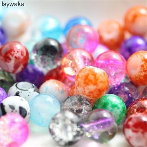Isywaka 50pcs 6mm Mixed Color Round Austria Crystal Beads charm Glass Beads Loose Spacer Bead for DIY Jewelry Making