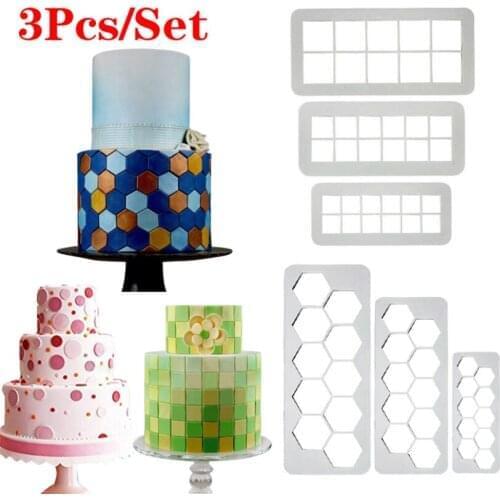 3Pcs/Set Cookie Mold Practical DIY Baking Mold Hexagon Patterned Diamond Shape Forms For Baking Kitchen Tools