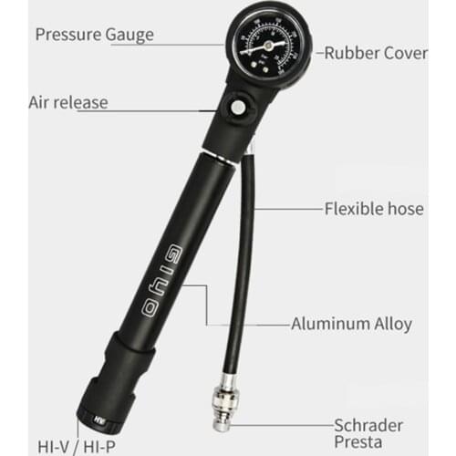 300psi MTB Suspension Air Pump Bicycle Shock Fork Pump Bike Motor Mini Gauge Tire Pumping Schrader Presta Tyre Inflator