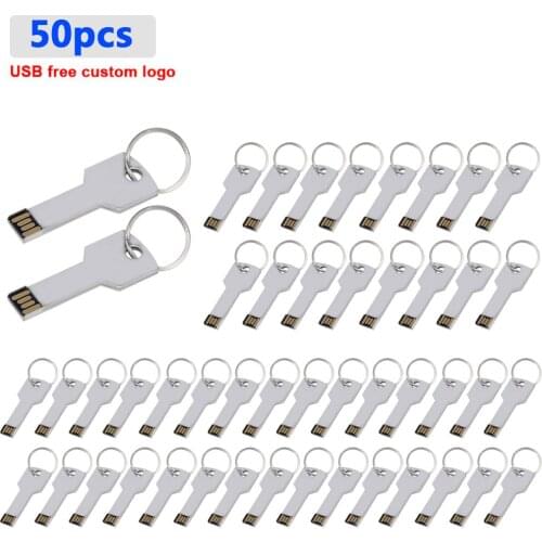 50pcs logo free usb 2.0 Pendrive Card Usb 64gb 128gb 32gb 16gbFlash Drive metal Pen Drive Gift Usb Capacity u Disk free shipping