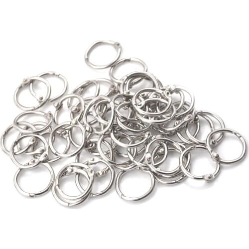 50Pcs/lot Staple Book Binder 20mm Outer Diameter Loose Leaf Ring Keychain Circlip Ring