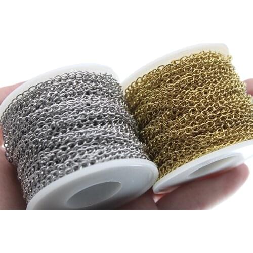 Stainless Steel Gold Necklace Chains Bulk Chain for DIY Jewelry Making fit Bracelet Necklace Extended Chains Findings Supplies