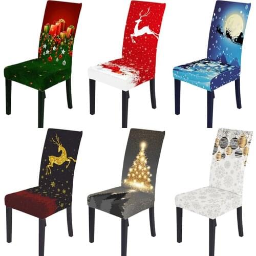 2021 Christmas Chair Cover Snowman Santa Claus Dining Chair Covers Slipcover Spandex Seat Case Housse De Chaise 1/2/4/6/8pcs