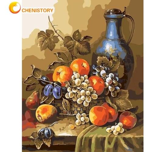 CHENISTORY Fruit Scenery Picture By Numbers For Adults Children Hand Painted Diy Frame On Canvas Modern Home Decor Art 60x75cm