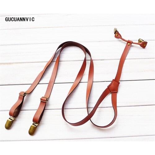 GUCUANNVIC New British Retro decorative leather Suspenders unisex strap england style pants braces men and women suspender
