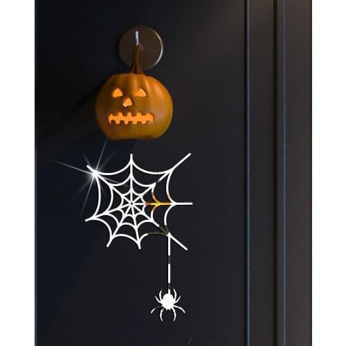 Halloween Spider Web Acrylic Mirror Wall Stickers 3D DIY Self-adhesive Wall Sticker Bar Haunted House Decor Halloween Decoration