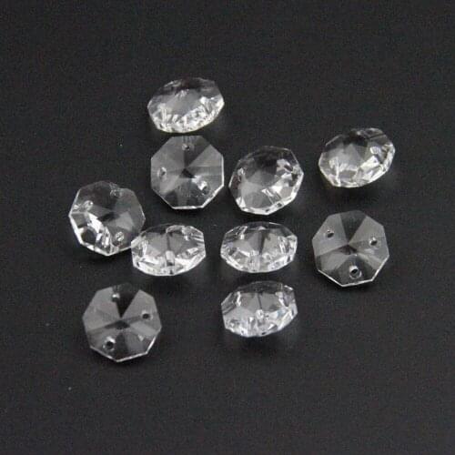 100pcs 3holes crystal OCTAGON BEADS 14mm Octagon Beads with Pendant, CRYSTAL PRISM PENDNAT, Crystal Decoration