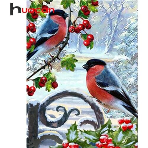 Huacan Full Drill Diamond Painting Bird Mosaic Animal Home Decoration Embroidery Winter Scenery Handmade Gift