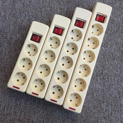 4.8mm EU Socket European standard terminal Wiring board power strip socket Multi-function master control switch 3/4/5/6 hole