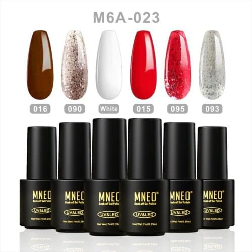Brown Gel Nail Polish for Nails 6PCs Red Soak Off Gel Varnish White Sequin Art Paint French Manicure Color Hybrid Varnishes Set