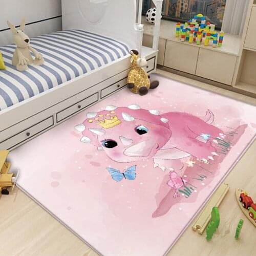 Cute Animal Pattern Children Comfortable Rectangle Carpet Alfombra Non-Slip Children Flannel Carpet Baby Carpet Baby Play Mat