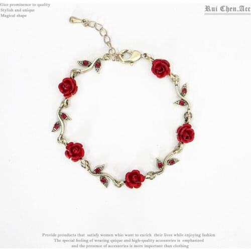 Fashion Rose Bracelet Adjustable Chain For Women Lovers Best Jewelry Gift Bracelet Retro Valentines Day Gift For Wife Girlfriend