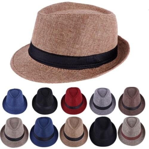 Outdoor Mens Casual Solid Color Panama Hats Pattern felt Hats men Elder Outdoors Sun top Hat Fdeora Bowler Caps