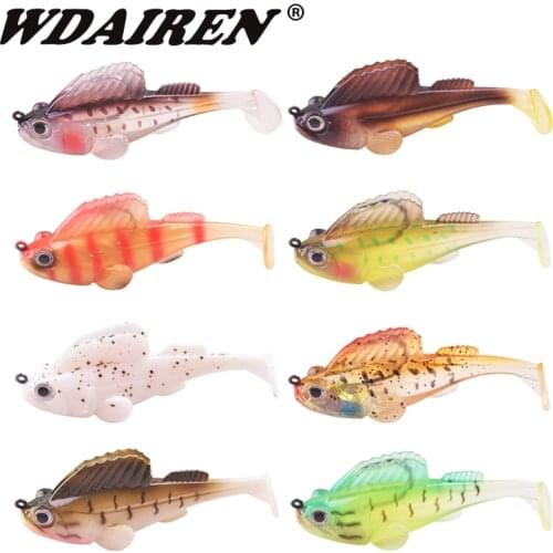 8pcs/Lot Mixed Colors Fishing Lure Set Jig Wobblers Soft Bait Lead Head T Tail Swimbaits Jumping Dark Sleeper For Pike Bass