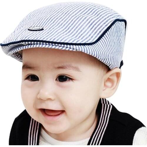 2021 New Cute Baby Infant Boy Girl Stripe Beret Cap Peaked Baseball Hat Cotton Baby Boys Girls Summer Sun Hat Spring Autumn