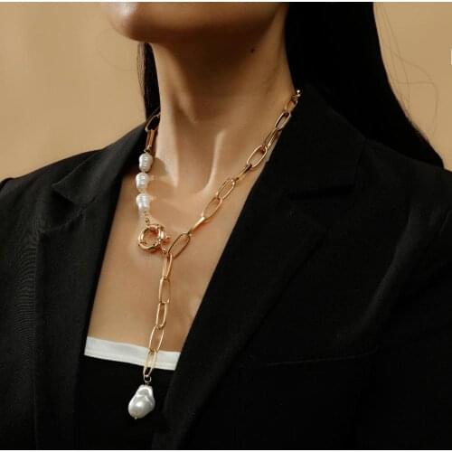 Punk Multi Layered Simulated Pearl Choker Necklace Collar Statement Round Pendant Necklace Women Girls Jewelry