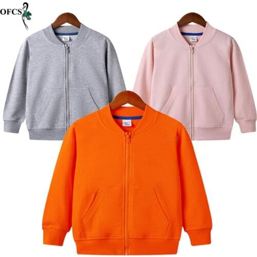 Fall 2-12 Year Old Childrens Clothes Solid Zipper Full Cotton Jacket Fleece Coat Boy Outerwear Unisex Beat Sport Casual Blazer