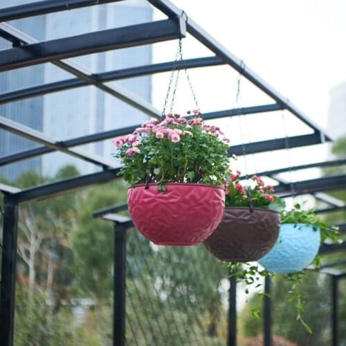 Hanging Basket Hanging Planter for Indoor and Outdoor 26cm Round Reusable Plastic Basket for Flowers and Plants GQ GQ