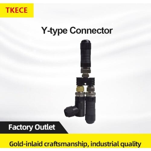 TKECE M8 Y-type connector three-way conversion head 3/4 core one male to two female sensor distributor adapter