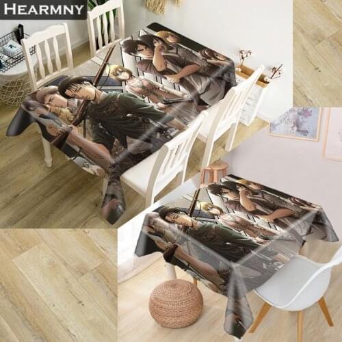 Custom Attack On Titan Tablecloth Kitchen Dining Table Decorations Home Rectangular Party Table Covers Office Plain More Size
