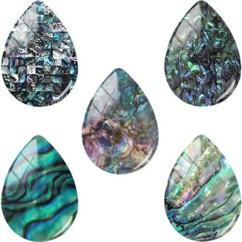 TAFREE Colorful Abalone Shell 18x25mm Handmade Tear Drop Shape Glass Cabochon Dome Flat Back Jewelry Making Findings TX658