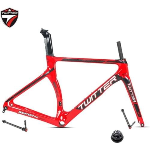 Carbon Road Bicycle Frame+Fork+Seatpost Twitter SNIPER2.0 Thru-axle F12*100 R12*142mm Disc Brake Grave Bike Road Frame