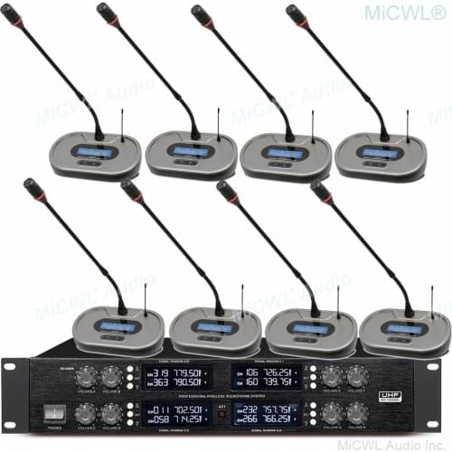 High-end Digital Wireless Microphone System 8 Desktop Conference Meeting Room Microphones System Mute Button
