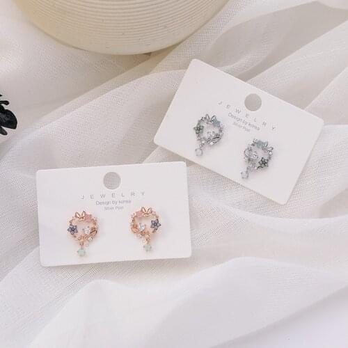 Japanese&Korea Delicate Jewelry 14K Real Gold AAA Zircon Flower Stud Earrings for Women Cute Small Butterfly Earrings