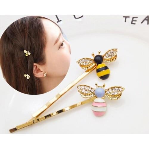 1Pcs Kawaii Mini Bee Diamond Metal Hair Clip Hairband Comb Bobby Pin Barrette Hairpin Headdress Accessories Beauty Styling Tools