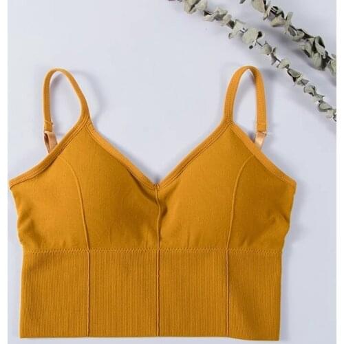 Women Crop Top Seamless Underwear Crop Top Female U Back Short Tops Women Sexy Lingerie Sleeveless Padded Camisole