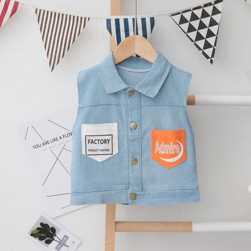 New kids vests baby boys vest outwear Babe Jacket Denim Waistcoats Outerwear Children Clothing Spring Autumn Clothes boys jacket