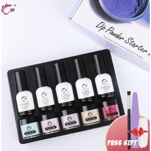 10pcs/lot Starter Kit Dip Powder Gel Base Top Coat dipping Nail art No Need lamp Natural dry set tool Manicure Popular colors