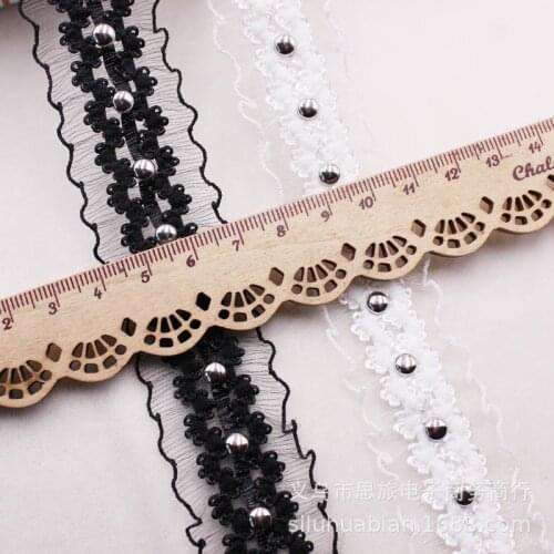 10yards Elastic Lace Embroidery Beads Organza Ribbons for DIY Craft Gift Wrapping Bowknot Clothing Accessories
