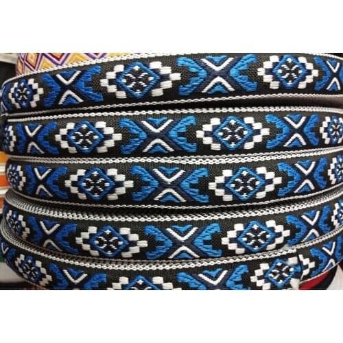 10yards/lot wide about 2CM Woven Jacquard Ribbon geometric blue color for clothing accessory ZH-5712