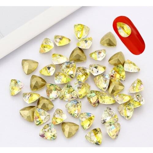 50PcS Yellow Color Mixed Shape Nail Art Rhinestones Splicing Glue on Pointback Glass Strass Nails Decoration Handwork Crafts