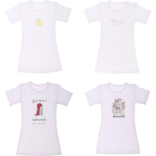 White Cotton T-shirt Clothes for 1/4 Girls BJD MSD LUTS Doll Dress Up