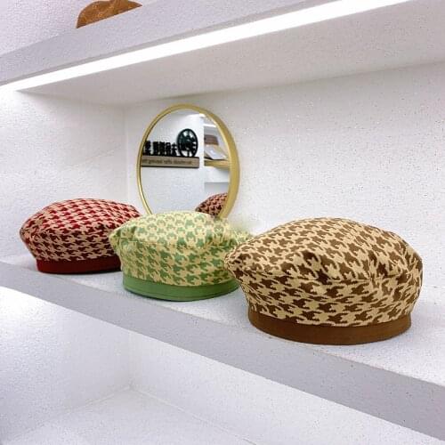 New Autumn Winter French Elegance Plaid Beret Hats For Women Berets Fashion Female Houndstooth Berets Black Tartan Berets Boina