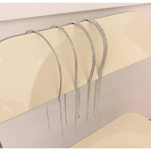 Bling Shiny Rhinestone Hairbands For Women Long Tassel Bow Bands Korean Designer Wedding Headband Fairy Hair Band Accessories