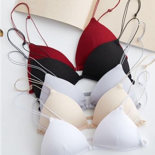 Women Wire Free Sexy Triangle Cup Bralette Women Small Strappy Push Up Bra Summer Thin Front Closure Trend Beauty Back Bra