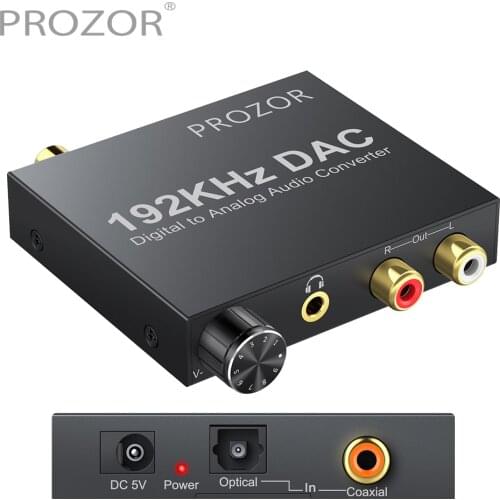 Prozor Digital to Analog Audio Adapter Optical Coaxial Toslink RCA L/R 3.5mm Jack Adapter volume control Converter DAC