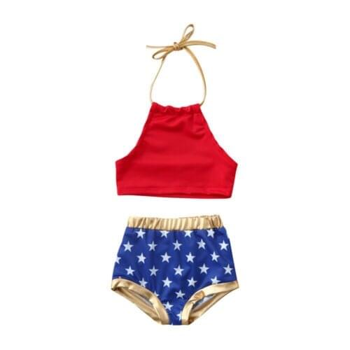 Citgeett 2PCS Summer Kids Baby Girl 4th of July Bikini Swimwear Swimsuit Bathing Star Holiday Suit