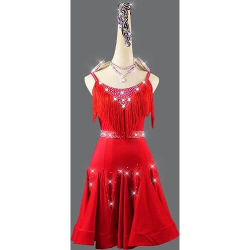 Custom made 2020 Top Sale Latin Dance Dresses For Women Blue red Lace Club Party Dancer Singer Entertainer Fringe Tassel Dress