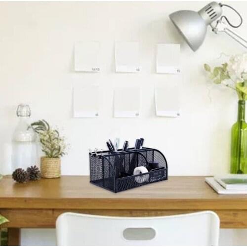 Pencil Holder Metal Basket Pen Container Countertop Mesh Desk Organizer for Work School Office Home Use