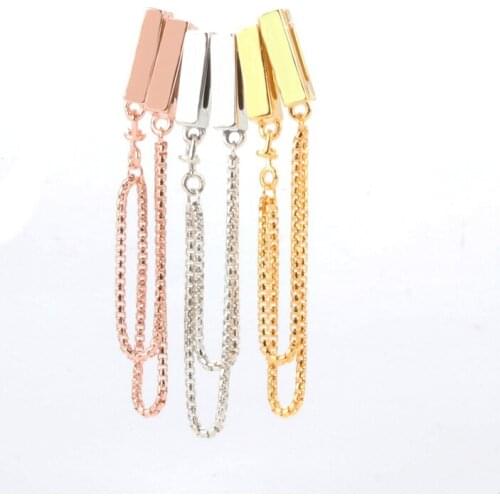 Reflexions Safety Chain S925 Sterling Silver Flat Bracelet Charms Fit Bracelet DIY Bead for Jewelry Making