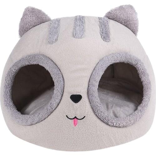 High-Quality Kennel Nest Indoor Winter Cat Head Shaped Winter Kitten Dog Cushion Removable Cat Bed Cat Cave Nest Durable