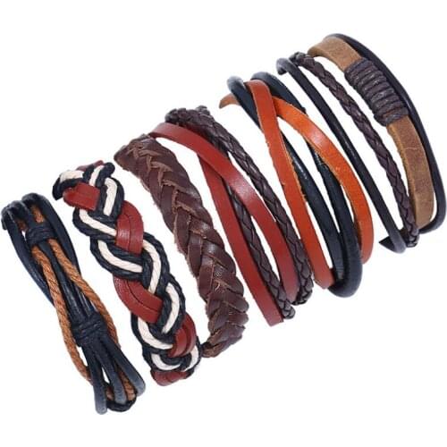 Ethnic Bohemian Boho Punk Fashion Braided Leather Bracelets Weave Charm Rope Chain Wristbands Bangles Wrap Retro Vintage Jewelry
